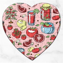 Tomato-seamless-pattern-juicy-tomatoes-food-sauce-ketchup-soup-paste-with-fresh-red-vegetables Jigsaw Puzzle (heart) by uniart180623