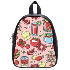 Tomato-seamless-pattern-juicy-tomatoes-food-sauce-ketchup-soup-paste-with-fresh-red-vegetables School Bag (small) by uniart180623