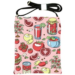 Tomato-seamless-pattern-juicy-tomatoes-food-sauce-ketchup-soup-paste-with-fresh-red-vegetables Shoulder Sling Bag by uniart180623