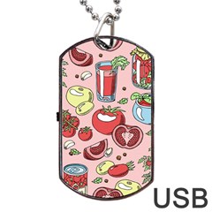 Tomato-seamless-pattern-juicy-tomatoes-food-sauce-ketchup-soup-paste-with-fresh-red-vegetables Dog Tag Usb Flash (one Side) by uniart180623