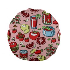 Tomato-seamless-pattern-juicy-tomatoes-food-sauce-ketchup-soup-paste-with-fresh-red-vegetables Standard 15  Premium Flano Round Cushions by uniart180623