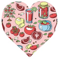 Tomato-seamless-pattern-juicy-tomatoes-food-sauce-ketchup-soup-paste-with-fresh-red-vegetables Wooden Puzzle Heart by uniart180623