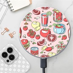 Tomato-seamless-pattern-juicy-tomatoes-food-sauce-ketchup-soup-paste-with-fresh-red-vegetables Wireless Fast Charger(white) by uniart180623