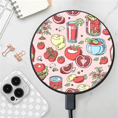 Tomato-seamless-pattern-juicy-tomatoes-food-sauce-ketchup-soup-paste-with-fresh-red-vegetables Wireless Fast Charger(black) by uniart180623