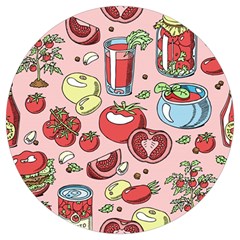 Tomato-seamless-pattern-juicy-tomatoes-food-sauce-ketchup-soup-paste-with-fresh-red-vegetables Round Trivet by uniart180623