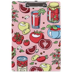 Tomato-seamless-pattern-juicy-tomatoes-food-sauce-ketchup-soup-paste-with-fresh-red-vegetables A4 Acrylic Clipboard by uniart180623