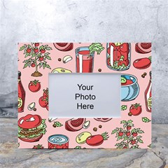 Tomato-seamless-pattern-juicy-tomatoes-food-sauce-ketchup-soup-paste-with-fresh-red-vegetables White Tabletop Photo Frame 4 x6  by uniart180623