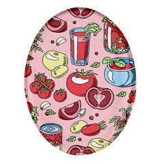 Tomato-seamless-pattern-juicy-tomatoes-food-sauce-ketchup-soup-paste-with-fresh-red-vegetables Oval Glass Fridge Magnet (4 Pack) by uniart180623