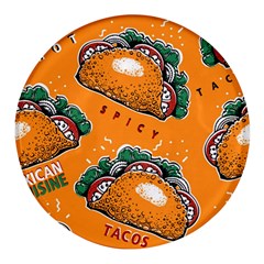 Seamless-pattern-with-taco Round Glass Fridge Magnet (4 Pack) by uniart180623