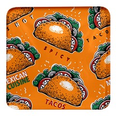 Seamless-pattern-with-taco Square Glass Fridge Magnet (4 Pack)