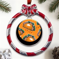 Seamless-pattern-with-taco Metal Red Ribbon Round Ornament