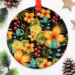 Fabulous-colorful-floral-seamless Round Ornament (two Sides) by uniart180623