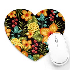 Fabulous-colorful-floral-seamless Heart Mousepad by uniart180623