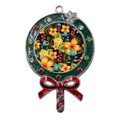 Fabulous-colorful-floral-seamless Metal X mas Lollipop With Crystal Ornament by uniart180623