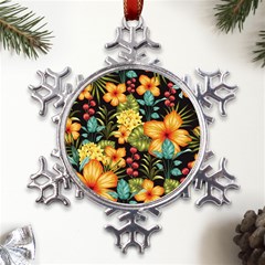 Fabulous-colorful-floral-seamless Metal Large Snowflake Ornament