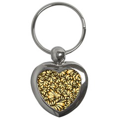 Damask-teardrop-gold-ornament-seamless-pattern Key Chain (heart)