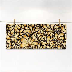 Damask-teardrop-gold-ornament-seamless-pattern Hand Towel by uniart180623