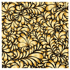 Damask-teardrop-gold-ornament-seamless-pattern Wooden Puzzle Square by uniart180623