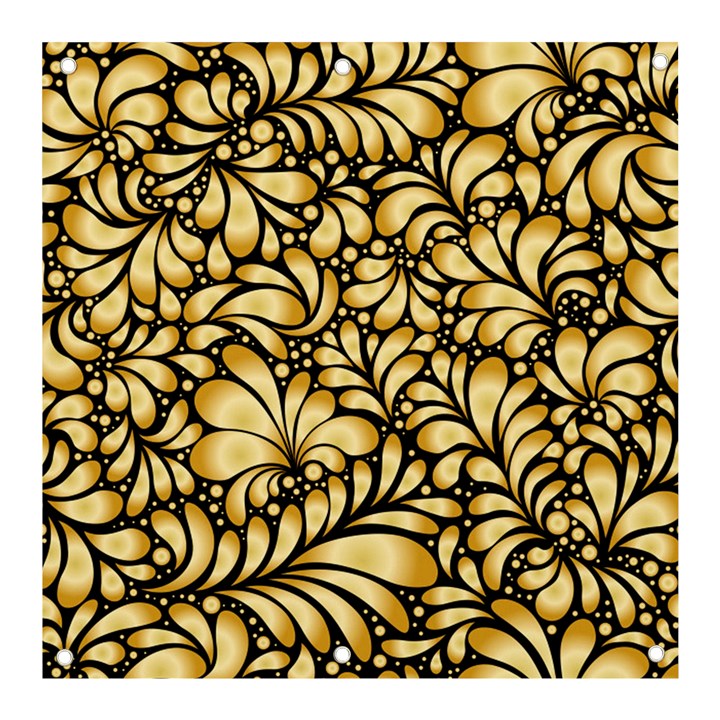 Damask-teardrop-gold-ornament-seamless-pattern Banner and Sign 3  x 3 