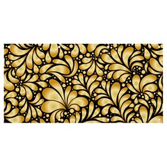 Damask-teardrop-gold-ornament-seamless-pattern Banner And Sign 8  X 4  by uniart180623