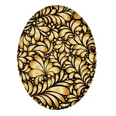 Damask-teardrop-gold-ornament-seamless-pattern Oval Glass Fridge Magnet (4 Pack)