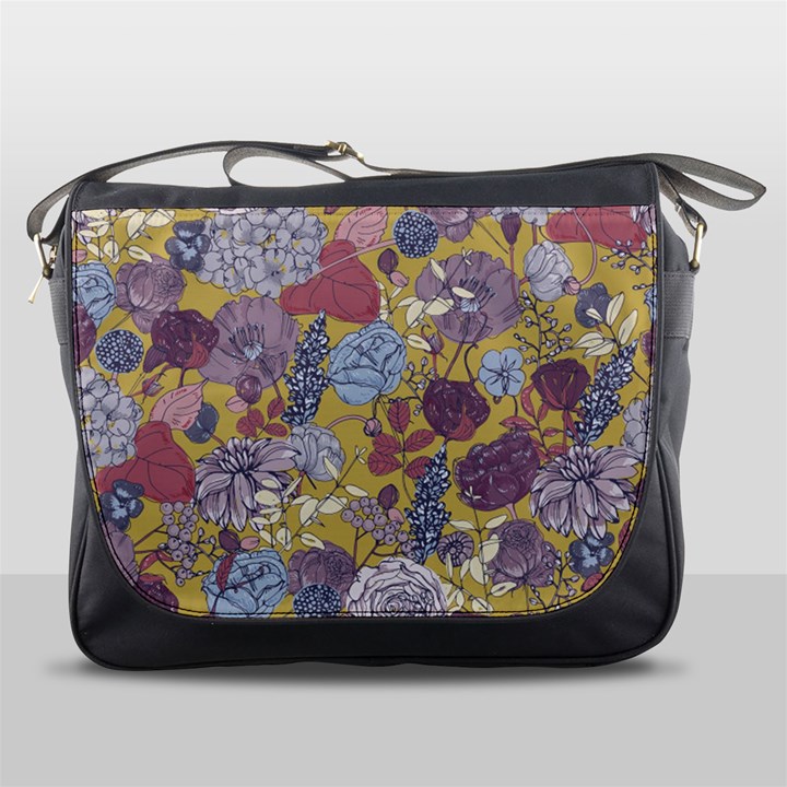 Floral-seamless-pattern-with-flowers-vintage-background-colorful-illustration Messenger Bag