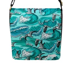 Sea-waves-seamless-pattern Flap Closure Messenger Bag (l) by uniart180623