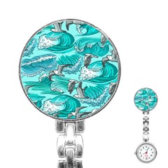 Sea-waves-seamless-pattern Stainless Steel Nurses Watch by uniart180623