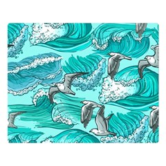 Sea-waves-seamless-pattern Two Sides Premium Plush Fleece Blanket (large) by uniart180623