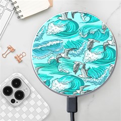 Sea-waves-seamless-pattern Wireless Fast Charger(white) by uniart180623