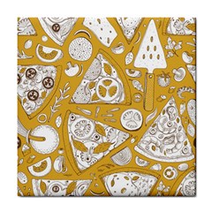 Vector-seamless-pizza-slice-pattern-hand-drawn-pizza-illustration-great-pizzeria-menu-background - Tile Coaster by uniart180623