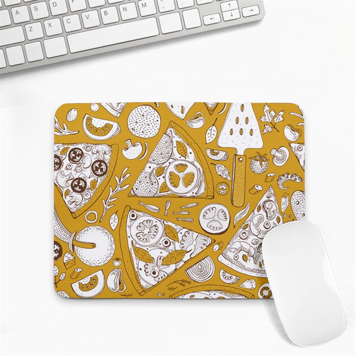 Vector-seamless-pizza-slice-pattern-hand-drawn-pizza-illustration-great-pizzeria-menu-background - Small Mousepad