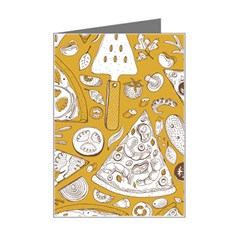 Vector-seamless-pizza-slice-pattern-hand-drawn-pizza-illustration-great-pizzeria-menu-background - Mini Greeting Card by uniart180623