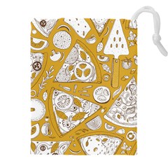 Vector-seamless-pizza-slice-pattern-hand-drawn-pizza-illustration-great-pizzeria-menu-background - Drawstring Pouch (5xl) by uniart180623