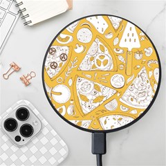 Vector-seamless-pizza-slice-pattern-hand-drawn-pizza-illustration-great-pizzeria-menu-background - Wireless Fast Charger(black) by uniart180623