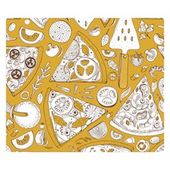 Vector-seamless-pizza-slice-pattern-hand-drawn-pizza-illustration-great-pizzeria-menu-background - Premium Plush Fleece Blanket (small) by uniart180623