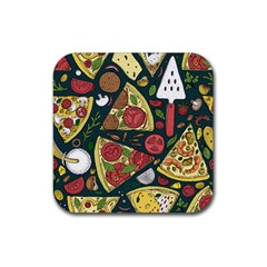 Vector-seamless-pizza-slice-pattern-hand-drawn-pizza-illustration-great-pizzeria-menu-background Rubber Coaster (square) by uniart180623