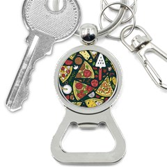 Vector-seamless-pizza-slice-pattern-hand-drawn-pizza-illustration-great-pizzeria-menu-background Bottle Opener Key Chain by uniart180623