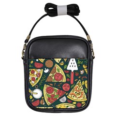 Vector-seamless-pizza-slice-pattern-hand-drawn-pizza-illustration-great-pizzeria-menu-background Girls Sling Bag by uniart180623