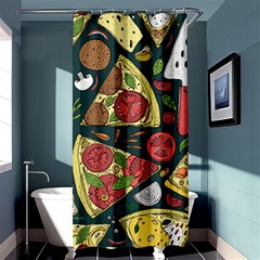 Vector-seamless-pizza-slice-pattern-hand-drawn-pizza-illustration-great-pizzeria-menu-background Shower Curtain 36  X 72  (stall)  by uniart180623