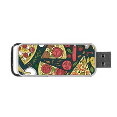 Vector-seamless-pizza-slice-pattern-hand-drawn-pizza-illustration-great-pizzeria-menu-background Portable Usb Flash (two Sides) by uniart180623