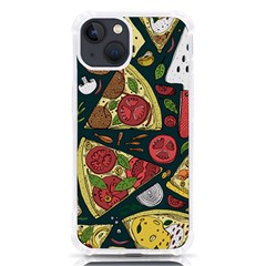 Vector-seamless-pizza-slice-pattern-hand-drawn-pizza-illustration-great-pizzeria-menu-background Iphone 13 Tpu Uv Print Case by uniart180623