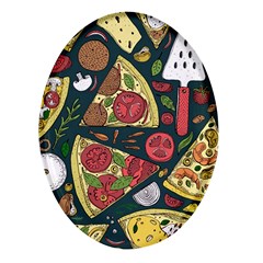 Vector-seamless-pizza-slice-pattern-hand-drawn-pizza-illustration-great-pizzeria-menu-background Oval Glass Fridge Magnet (4 Pack) by uniart180623