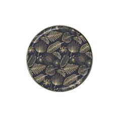 Elegant-pattern-with-golden-tropical-leaves Hat Clip Ball Marker by uniart180623