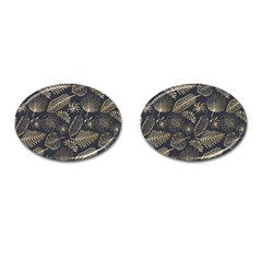 Elegant-pattern-with-golden-tropical-leaves Cufflinks (oval) by uniart180623