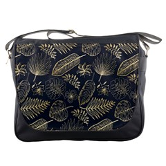 Elegant-pattern-with-golden-tropical-leaves Messenger Bag by uniart180623