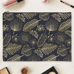 Elegant-pattern-with-golden-tropical-leaves Cosmetic Bag (xxxl) by uniart180623