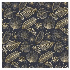 Elegant-pattern-with-golden-tropical-leaves Wooden Puzzle Square by uniart180623