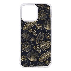 Elegant-pattern-with-golden-tropical-leaves Iphone 14 Pro Max Tpu Uv Print Case by uniart180623