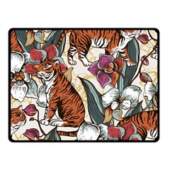 Natural-seamless-pattern-with-tiger-blooming-orchid Fleece Blanket (small) by uniart180623